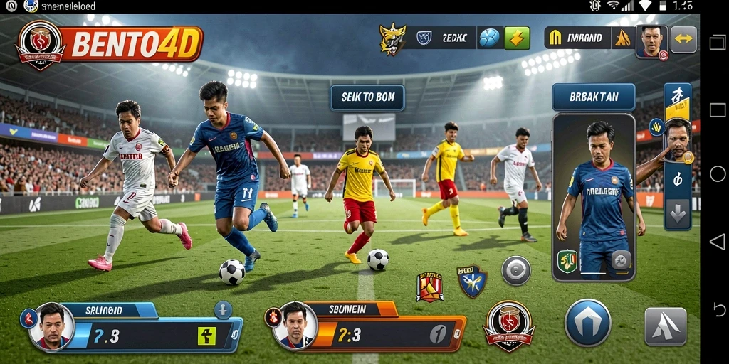 Gameplay BENTO4D yang mendebarkan dalam pertandingan sepak bola.