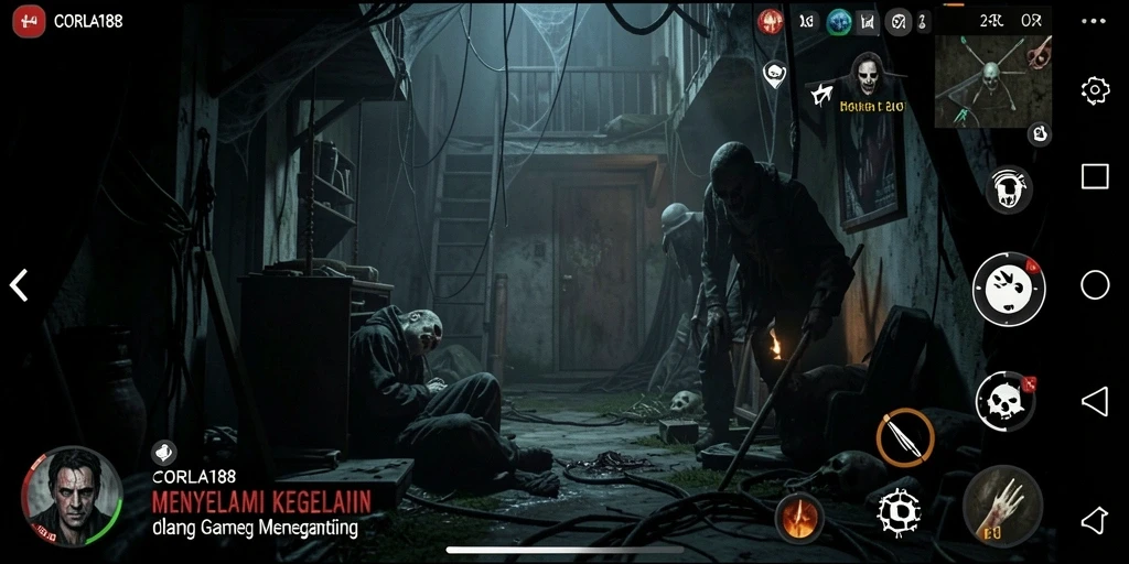 Screenshot gameplay <strong>CORLA188</strong> menampilkan suasana mencekam dan menegangkan.