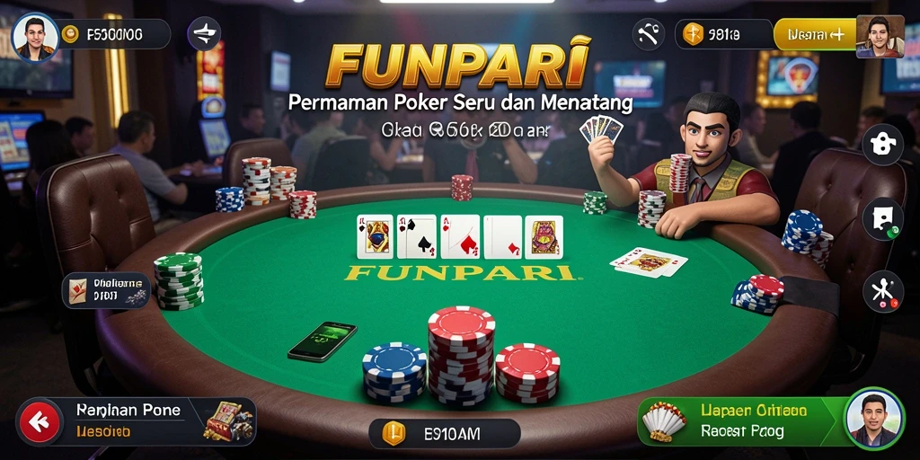 Screenshot menunjukkan gameplay Poker yang seru dan interaktif.