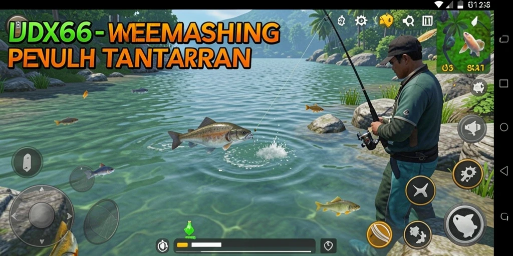 Tampilan gameplay yang mendebarkan dalam game memancing IDX66.