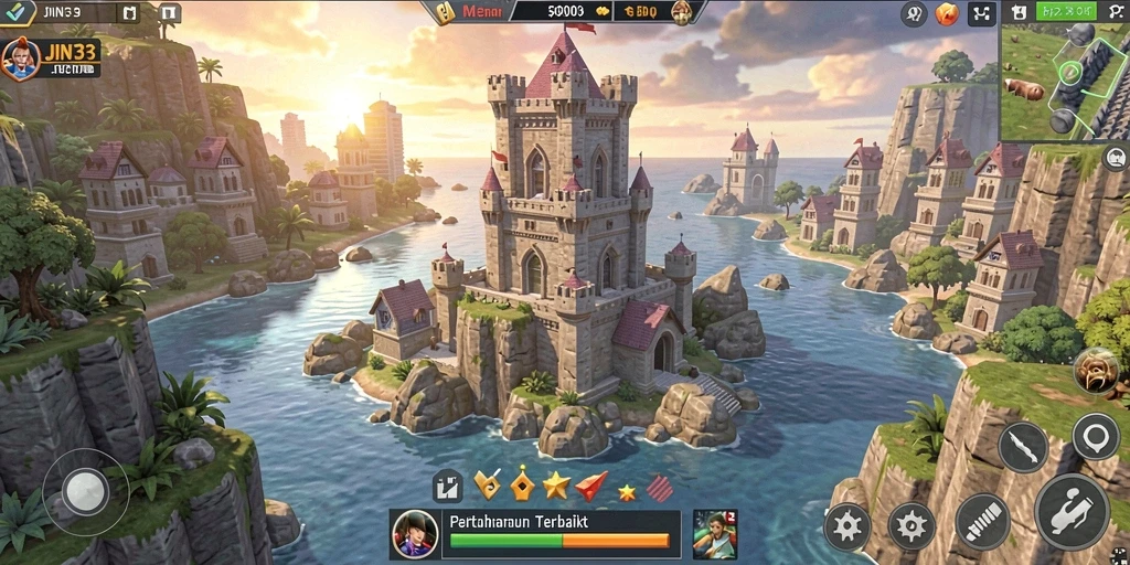 Tampilan gameplay menara pertahanan yang epik di JIN33.