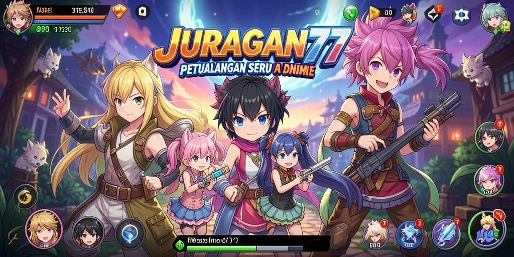 Tampilan dinamis dari gameplay seru JURAGAN77 dalam dunia Anime.