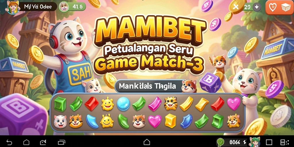 Tangkapan layar MAMIBET menampilkan aksi Match-3 yang seru dan berwarna-warni.