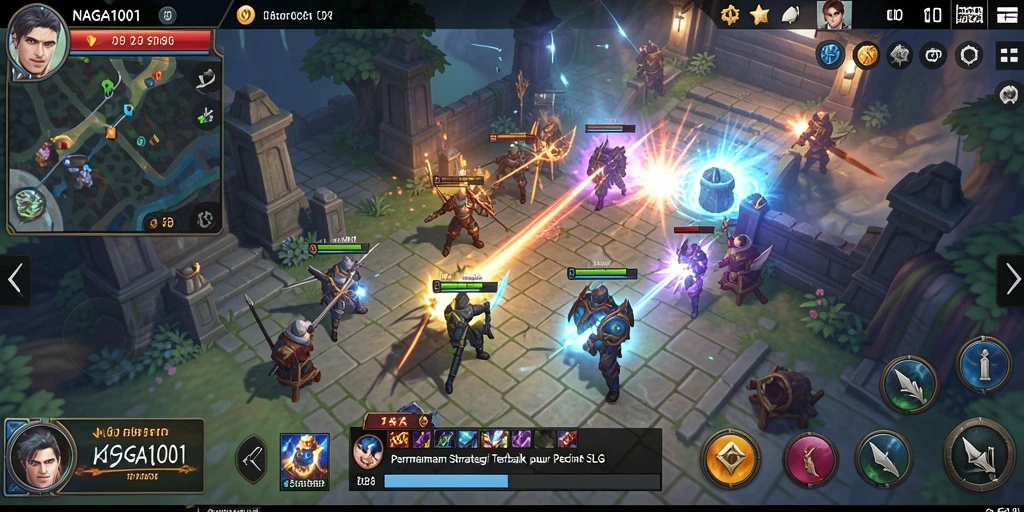 Tampilan gameplay NAGA1001 yang menampilkan pertarungan strategis.