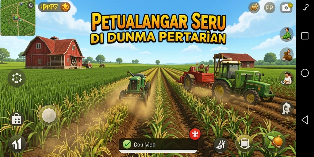 Tangkapan layar utama PP7 menunjukkan gameplay seru dalam bertani.
