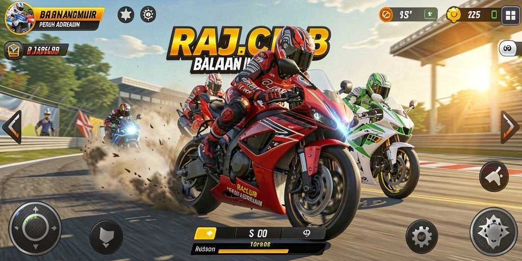 Screenshot menampilkan aksi balapan motor yang mendebarkan.