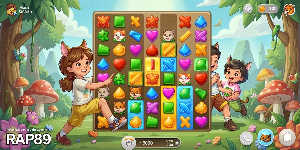 Screenshot gameplay <strong>RAP89</strong> menampilkan keseruan dalam mencocokkan elemen Match-3.