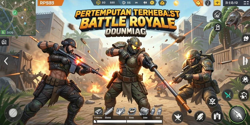 Screenshot RP888 menunjukkan aksi mendebarkan dalam pertempuran Battle Royale.