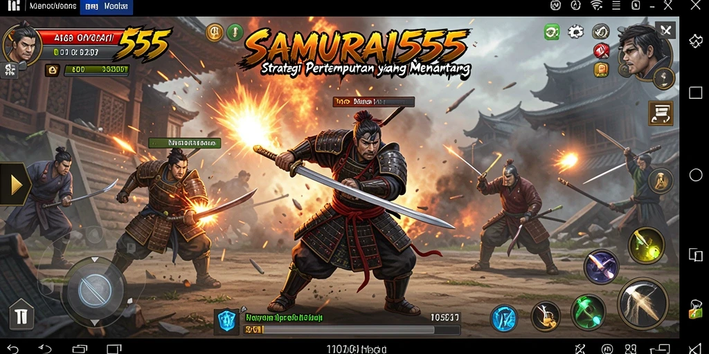 Tangkapan layar utama <strong>SAMURAI555</strong> menunjukkan aksi pertempuran penuh strategi.