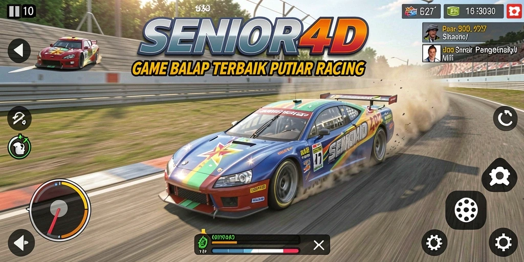 Gameplay Racing seru di SENIOR4D dengan balapan yang mendebarkan.