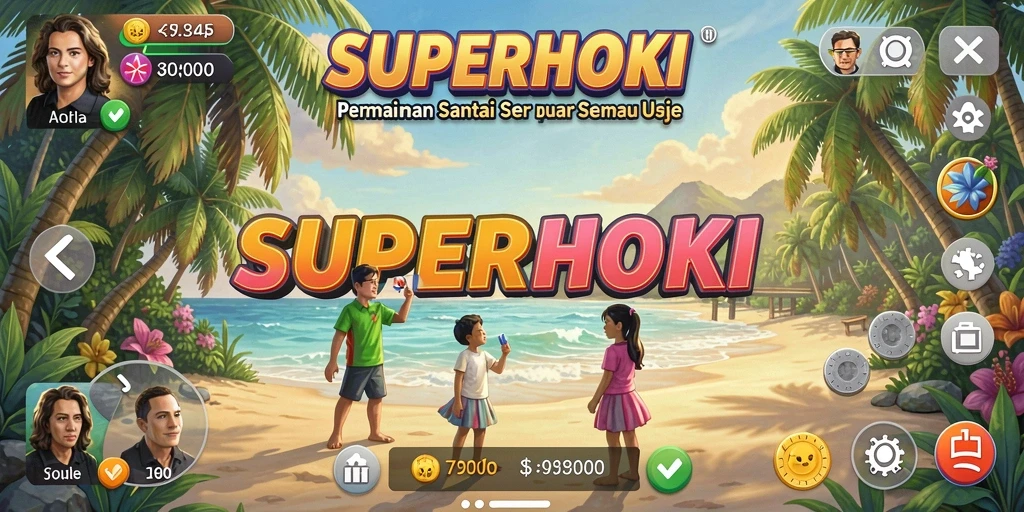 Tampilan gameplay SUPERHOKI yang seru dan penuh warna.