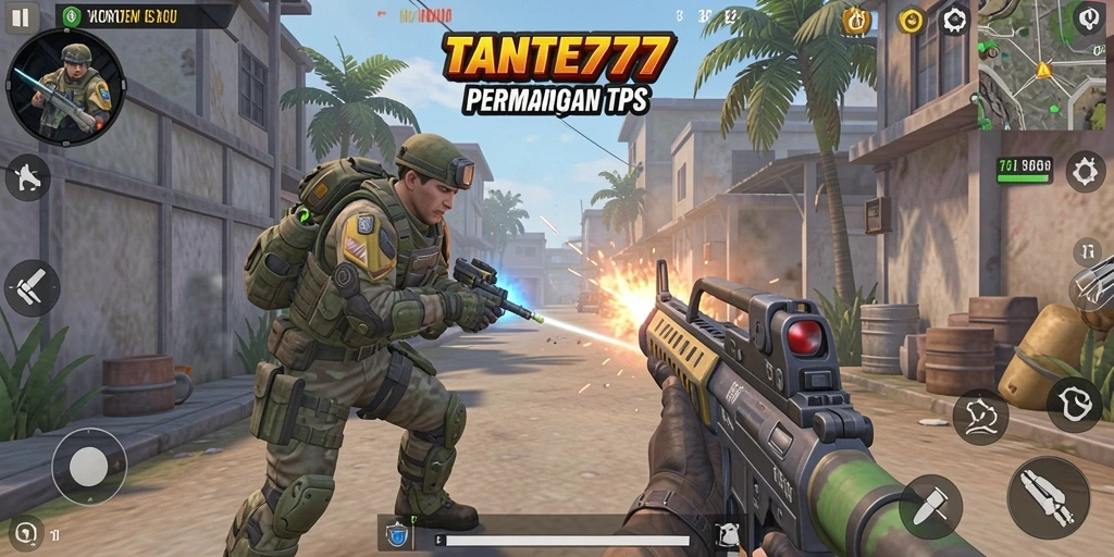 Screenshot TANTE777 menampilkan aksi tembak-menembak yang mendebarkan dalam permainan TPS.