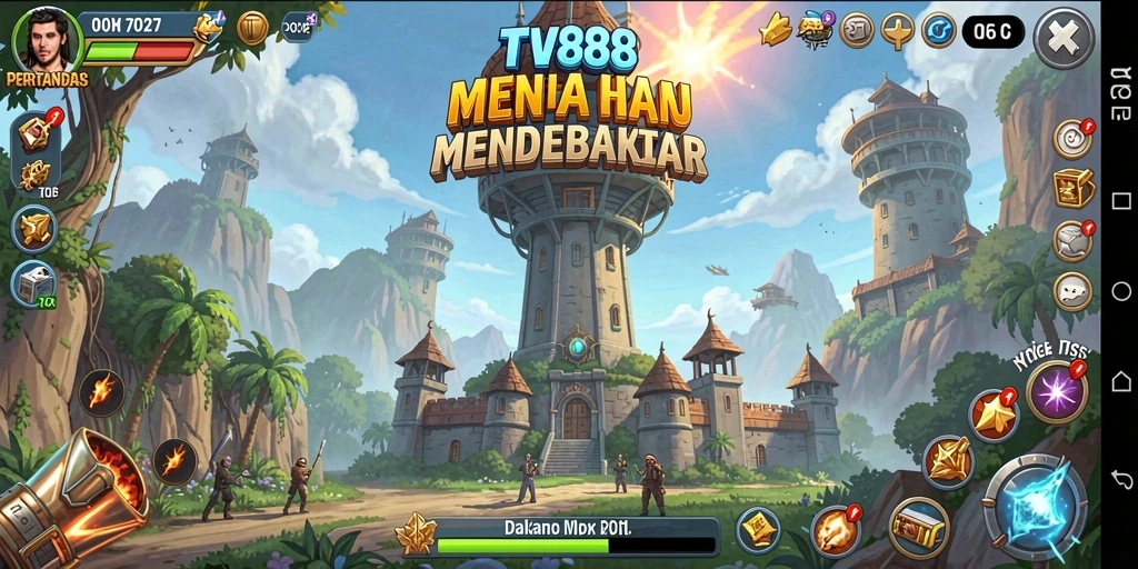 Tangkapan layar TV888 menampilkan aksi menara pertahanan yang seru.