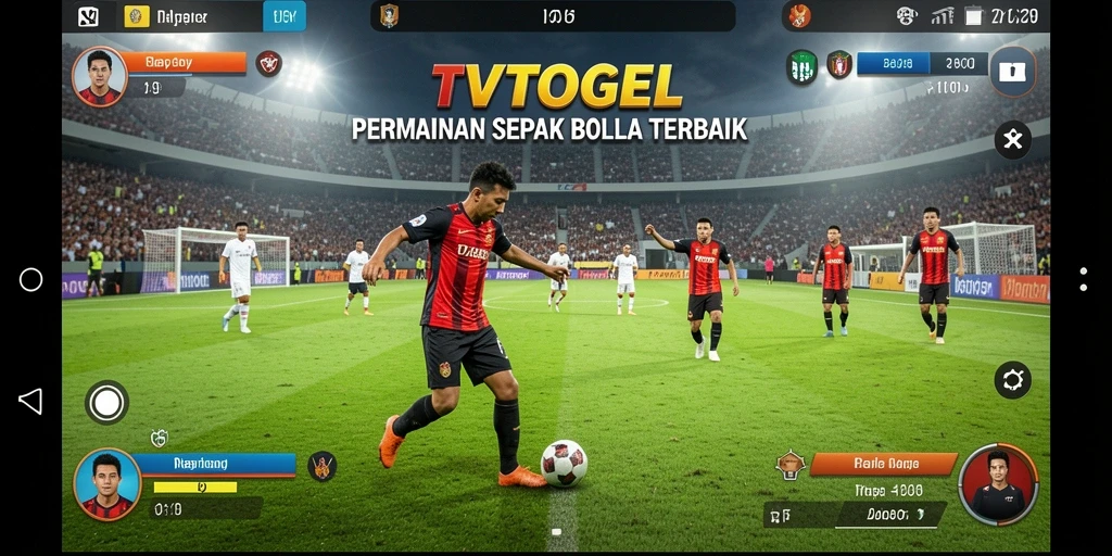 Screenshot menampilkan aksi permainan sepak bola yang mendebarkan.