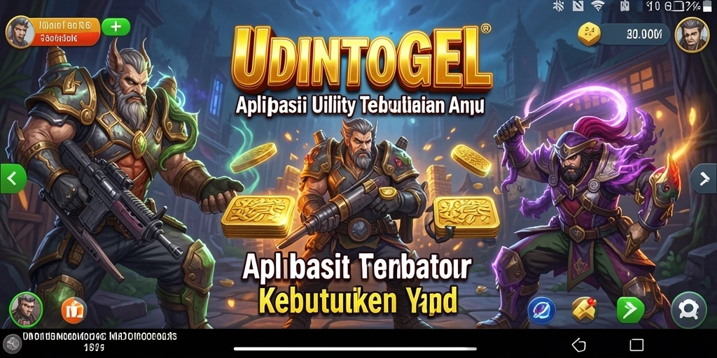Tampilan utama aplikasi UDINTOGEL yang menampilkan fitur-fitur utility.